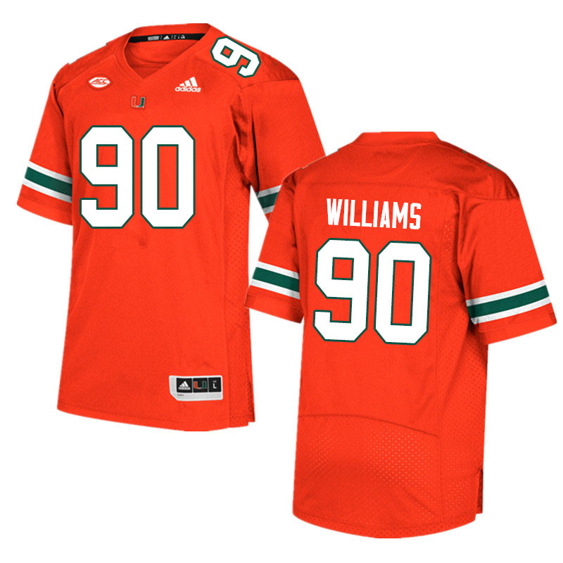 Men #90 Quentin Williams Miami Hurricanes College Football Jerseys Sale-Orange